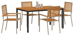 vidaXL Σέτ φαγητού για κήπο 4 pcs Μπεζ 150 x 90 x 75 cm