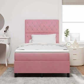 vidaXL Κρεβάτι με ελατήρια με στρώμα Ροζ 120 x 200 cm Βελούδο