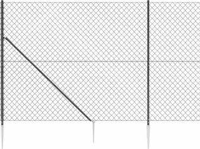 vidaXL Συρματόπλεγμα Περίφραξης Ανθρακί 1,8 x 25 μ. με Καρφωτές Βάσεις