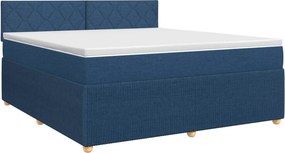 vidaXL Κρεβάτι box spring με στρώμα Μπλε 140 x 190 cm Ύφασμα