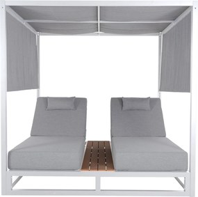 ΔΙΠΛΗ ΞΑΠΛΩΣΤΡΑ ΑΛΟΥΜΙΝΙΟΥ ΠΑΡΑΛΙΑΣ ΜΕ ΣΚΙΑΣΤΡΟ ΚΥΒΟΣ GALLANT HM6097.02 ΛΕΥΚΟ 2x2x2μ