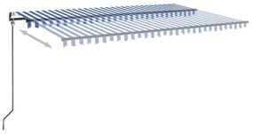 Τέντα Αυτόματη με LED &amp; Αισθ. Ανέμου Μπλε / Λευκό 500x350 εκ. - Μπλε