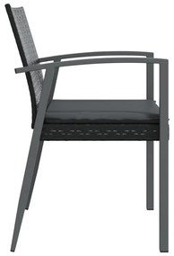 vidaXL Καρέκλες Κήπου 6 τεμ. Μαύρο 56,5x57x83 εκ Συνθ. Ρατάν&Μαξιλάρια