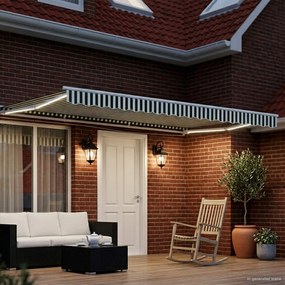 vidaXL Χειροκίνητο πλαίσιο τέντας με LED Πράσινο και Λευκό 4 x 3 μ