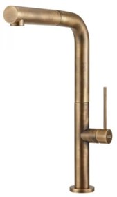 Armando Vicario Tozo 48580 Antique Brass Μπαταρία Κουζίνας Με Υψηλό Περιστρεφόμενο Ρουξούνι και Συρόμενο Ντους