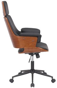 Καρέκλα γραφείου διευθυντή Hermanos pakoworld μαύρο pu - ξύλο καρυδί - Τεχνόδερμα - 106-000020