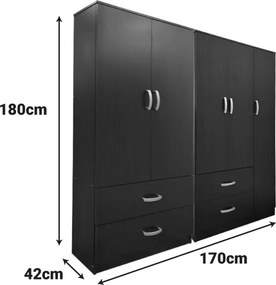 Ντουλάπα πεντάφυλλη Athos pakoworld wenge 170x42x180εκ
