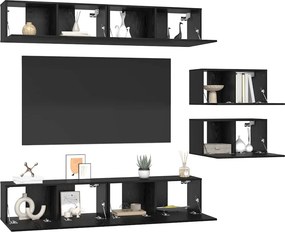 vidaXL Σετ επίπλου τηλεόρασης 6 pcs Μαύρη Οξυά Επεξεργασμένο ξύλο