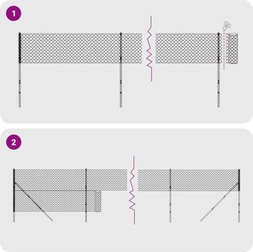 vidaXL Συρματόπλεγμα Περίφραξης Ανθρακί 1,6 x 10 μ. με Καρφωτές Βάσεις