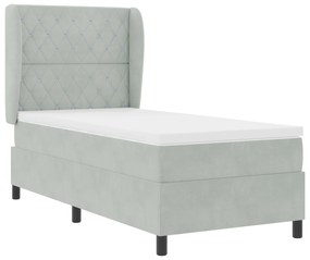 vidaXL κρεβάτι Box Spring με στρώμα  Ανοιχτό γκρι 90x190 εκ. Βελούδο