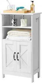 VEVOR Wooden Bathroom Floor Cabinet Storage with Adjustable Shelf 2 Doors White