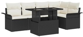 vidaXL Σετ κηπουρικής με 6 κομμάτια, μαξιλάρια σε μαύρο από πολυγραφίτη ρατάν.