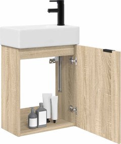 vidaXL Μονάδα μπάνιου με βρύση Sonoma Δρυς 45,5 x 22,5 x 84 εκ