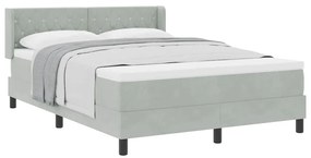vidaXL κρεβάτι box spring με μαξιλάρι  ανοιχτό γκρι 140x190 εκ. βελούδο
