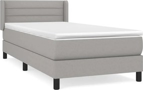 vidaXL Κρεβάτι Boxspring με Στρώμα Ανοιχτό Γκρι 100x200 εκ. Υφασμάτινο