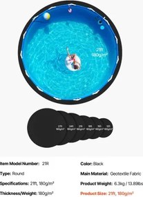 VEVOR 21ft Round Pool Liner Pad for Above Ground Pools Heavy Duty Pool Mat