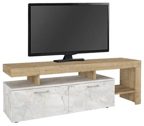 Έπιπλο τηλεόρασης Acnes Megapap χρώμα λευκό εφέ μαρμάρου - sapphire oak 160x40x53εκ.