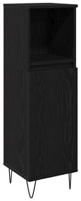 vidaXL Σετ Επίπλων Μπάνιου με πόρτα 3 pcs Μαύρη Οξυά 30 x 30 x 190 εκ
