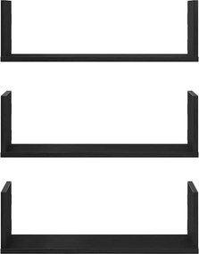 vidaXL Ράφια Τοίχου 3 τεμ. Μαύρη Δρυς 58x18x18 εκ. από Τεχνητό Ξύλο