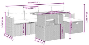 vidaXL Καναπές Κήπου 6 Τεμαχίων Μαύρο από Συνθετικό Ρατάν με Μαξιλάρια