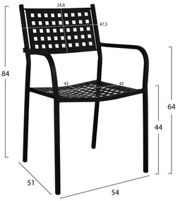 Καρέκλα - Πολυθρόνα ZETA C5031.01 Μεταλλική Μαύρη Ματ 55,5x50x84 εκ. 55.5x50x84 εκ.