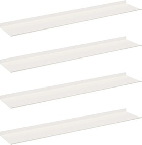 vidaXL Ράφι Τοίχου με ράφι Επιτοίχιο 4 pcs Λευκό 100 x 18 x 2,5 εκ