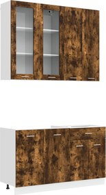 vidaXL Μονάδα κουζίνας LYON 4 pcs Καπνισμένο Ξύλο Δρυός