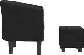 vidaXL Πολυθρόνα Μπάρελ με Υποπόδιο Μαύρη Βελούδινη