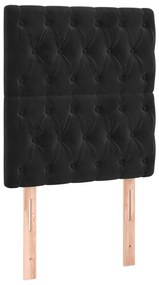 Κρεβάτι Boxspring με Στρώμα &amp; LED Μαύρο 80x200 εκ. Βελούδινο - Μαύρο