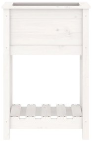 vidaXL Ζαρντινιέρα με Ράφι Λευκή 54 x 34,5 x 81 εκ. Μασίφ Ξύλο Πεύκου