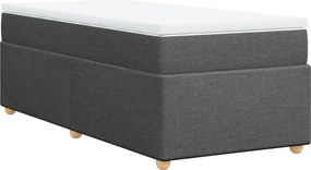 vidaXL Κρεβάτι Boxspring με Στρώμα Σκούρο Γκρι 90x190 εκ. Υφασμάτινο