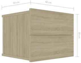 Κομοδίνο Χρώμα Sonoma Δρυς 40 x 30 x 30 εκ. από Μοριοσανίδα - Μπεζ