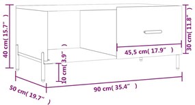 Τραπεζάκι Σαλονιού Sonoma Δρυς 90x50x40 εκ. Επεξεργασμένο Ξύλο - Καφέ