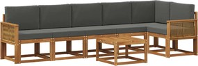 vidaXL Σειρά Καναπέ Εξωτερικού 7 pcs Φυσικό και Ανθρακί Πολυεστέρας