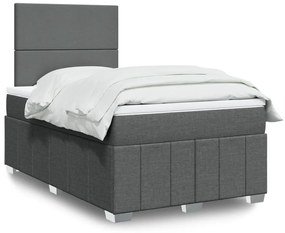 vidaXL Κρεβάτι Boxspring με Στρώμα Σκούρο Γκρι 120x190 εκ Υφασμάτινο