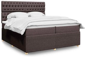 vidaXL Κρεβάτι Boxspring με Στρώμα Σκούρο Καφέ 200x200 εκ. Υφασμάτινο