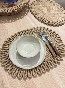 Stewehome Σετ 7 τεμαχίων οβάλ σουπλά και διοργανωτής από φυσικό γιούτα 30x40 cm