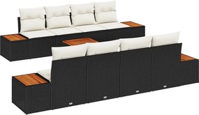 vidaXL Σετ Καναπέ Κήπου με αποθήκευση 9 pcs Μαύρο Πολυ ράταν