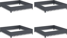 vidaXL Περίγραμμα γκαζόν 4 τμχ. 100 x 100 x 20 cm Ατσάλι Ανθρακί