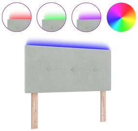 vidaXL LED Κεφαλάρι Με Κουμπιά Φωτεινό Γκρι 90 εκ Βελούδο