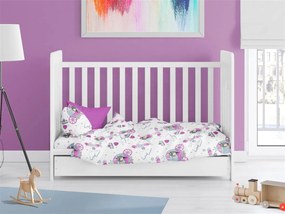 Παπλωματοθήκη Μπεμπέ Polycotton Κούνιας 120x160εκ. Princess 389 White-Lilac DimCol