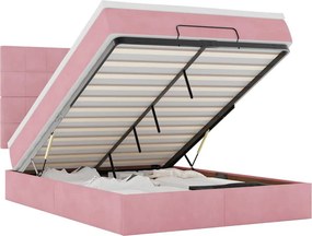 vidaXL Οθωμανικό κρεβάτι με στρώματα Ροζ 140x200cm Βελούδο