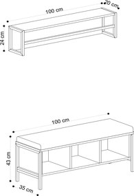 Έπιπλο Εισόδου Δρυς / Μαύρο SHANA 100x35x43