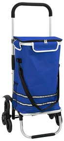 vidaXL Carrello per la spesa  con ruote e manico regolabile Blu 40 L