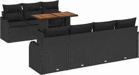 vidaXL Σετ Καναπέ Κήπου με μαξιλάρι 8 pcs Μαύρο