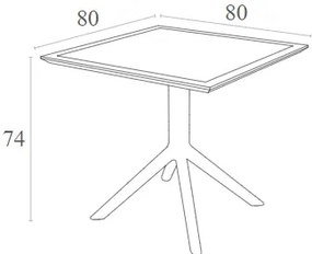 Τραπέζι Sky 80X80X74 Dove grey Dove