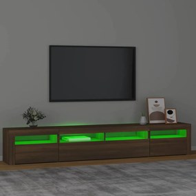 Έπιπλο Τηλεόρασης με LED Καφέ Δρυς 240x35x40 εκ. - Καφέ