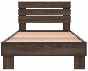 vidaXL Πλαίσιο Κρεβατιού Καφέ Δρυς 90x200 εκ. Επεξ. Ξύλο &amp; Μέταλλο