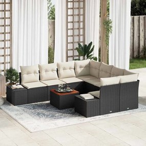 vidaXL Σετ Καναπέ Κήπου με μαξιλάρι 9 pcs Μαύρο Πολυ ράταν