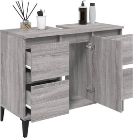 vidaXL Ντουλάπι Νιπτήρα Γκρι Sonoma 80 x 33 x 60εκ. Επεξεργασμένο Ξύλο